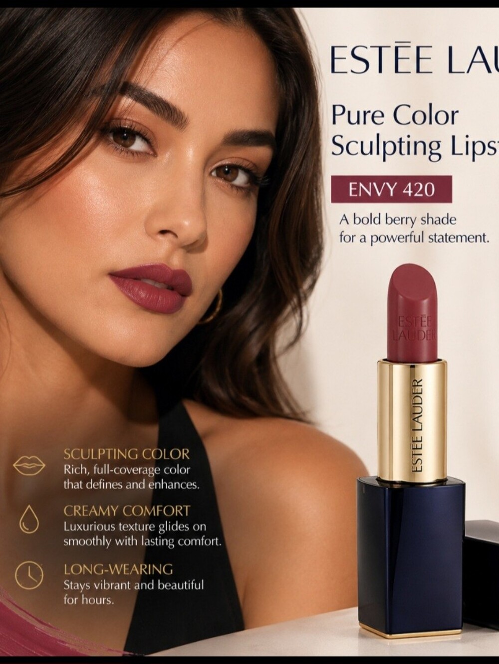 Estee Lauder Pure Envy Sculpting Lipstick 0.12 oz ENVY 420 Rebellious Rose